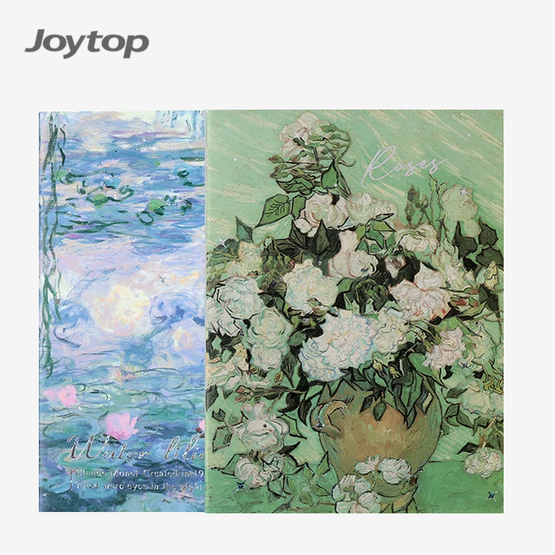 Joytop 2663 Wholesale Monet Van Gogh Painting B5 42 Sheets Hot Silver Sewing Binding Composition Notebook