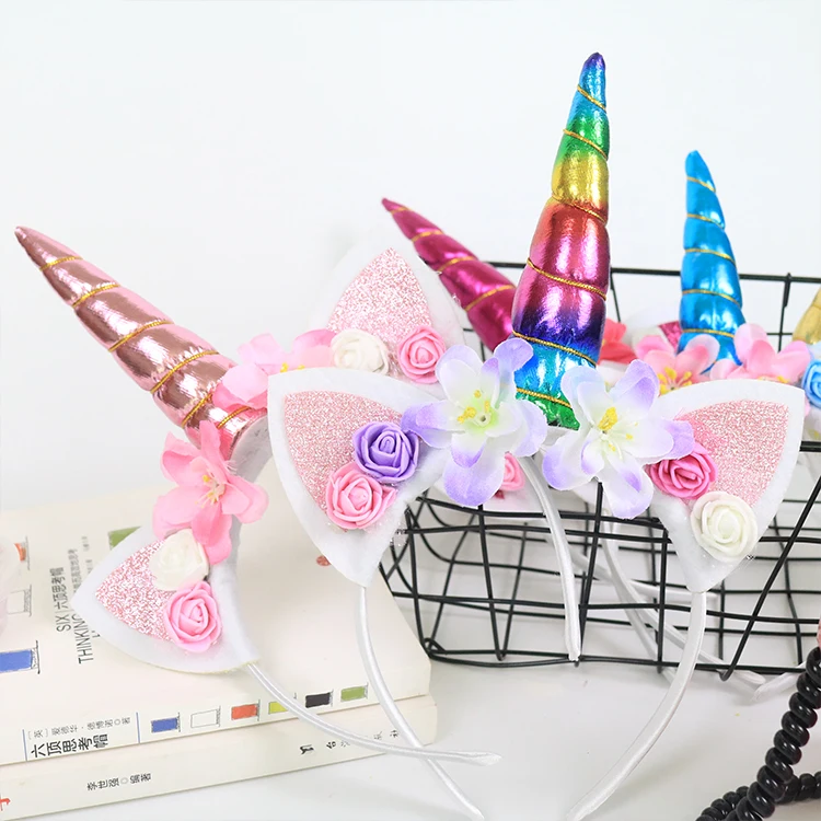 Factory direct birthday party decoration unicorn flower headband