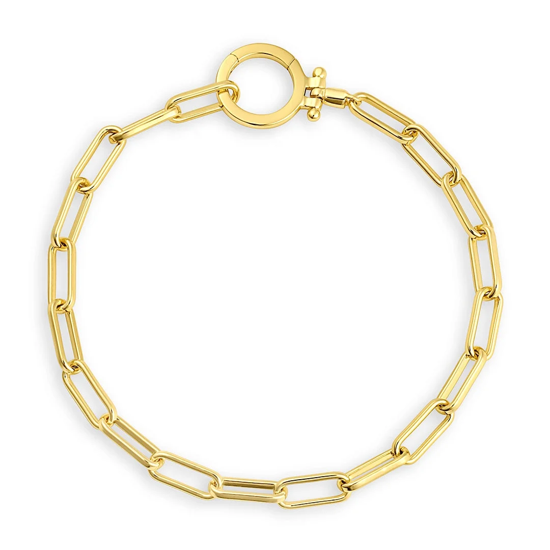 Milskye handmade recycled jewelry brass 18k gold plated paperclip chain parker bracelet