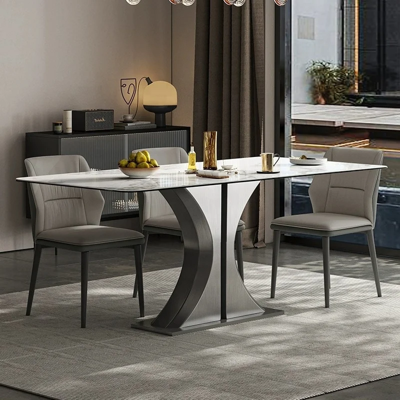 Good Quality Dining Room Furniture Sets High End Style Modern Marble Elliptical Luxury Chairs Dining Table set 4 6 seater for 8