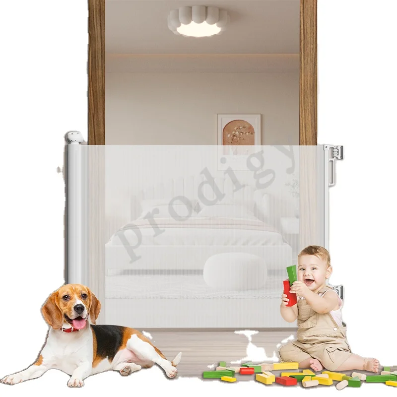 Prodigy SG025 Nieuw multifunctioneel ontwerp Innovatief intrekbaar gaas babyhekje voor gebruik als huisdier en in de keuken