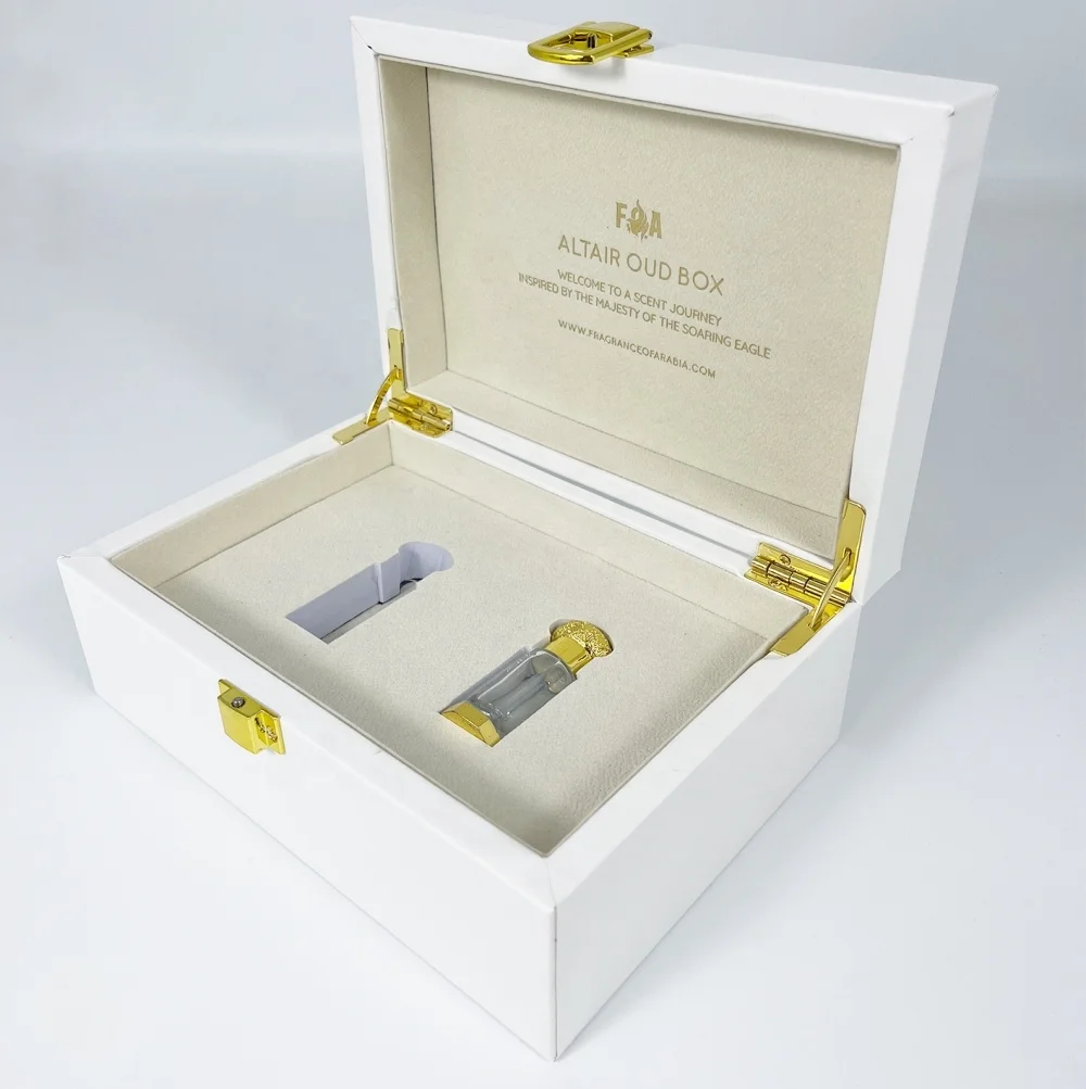 In Stock White Black Perfume Gift Box crystal  Attar Bottle 6ml 12ml Oud Perfume  Pu Leather wooden Luxury Attar Packaging Boxes