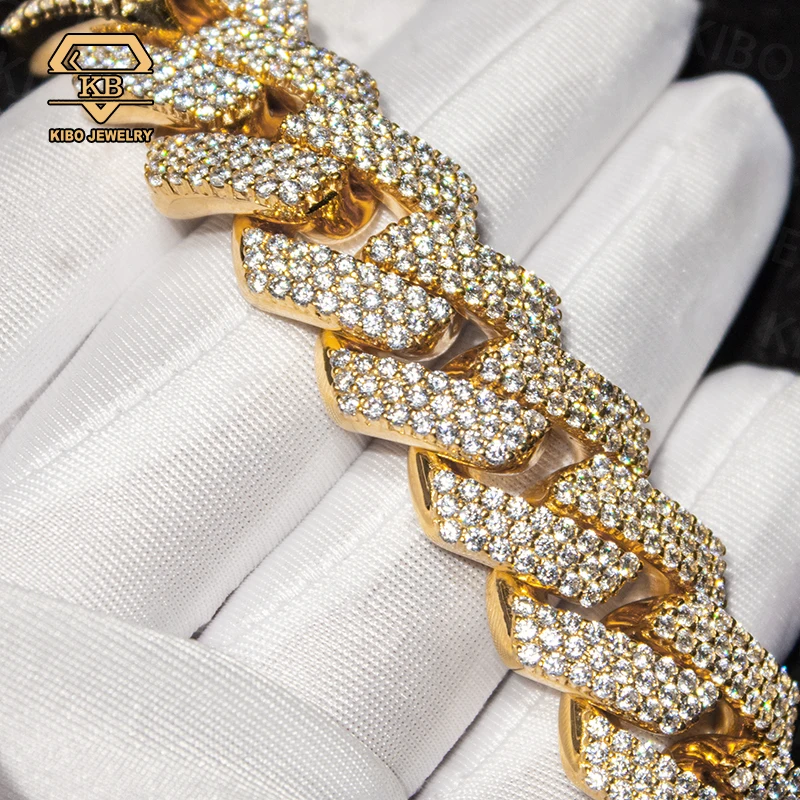 Real Pure 10K 14K Solid Gold Cuban link chain for Mens Hip Hop Iced Out Moissanite Cuban Link Necklace Miami Chains