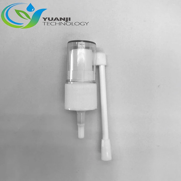 18/410 White Plastic Medical Nasal Spray With Long Nozzle  White Mouth Nasal Throat Spray Pump Bottle