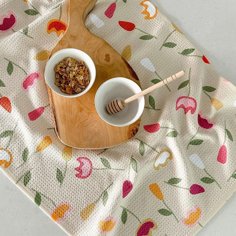 Microfiber digital print waffle kitchen towel tea towel super absorbent