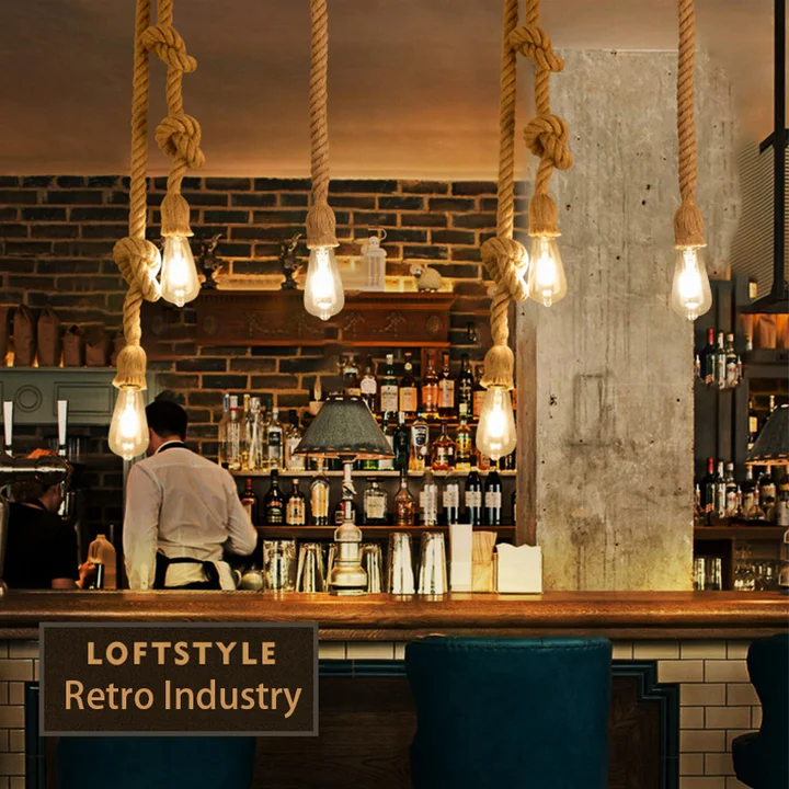 LED Vintage Hanging Edison Light Hanging Ceiling Decoration Pendant Light Twine Ceiling Lights