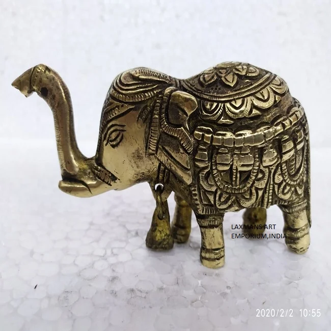 brass small carved elephant statue