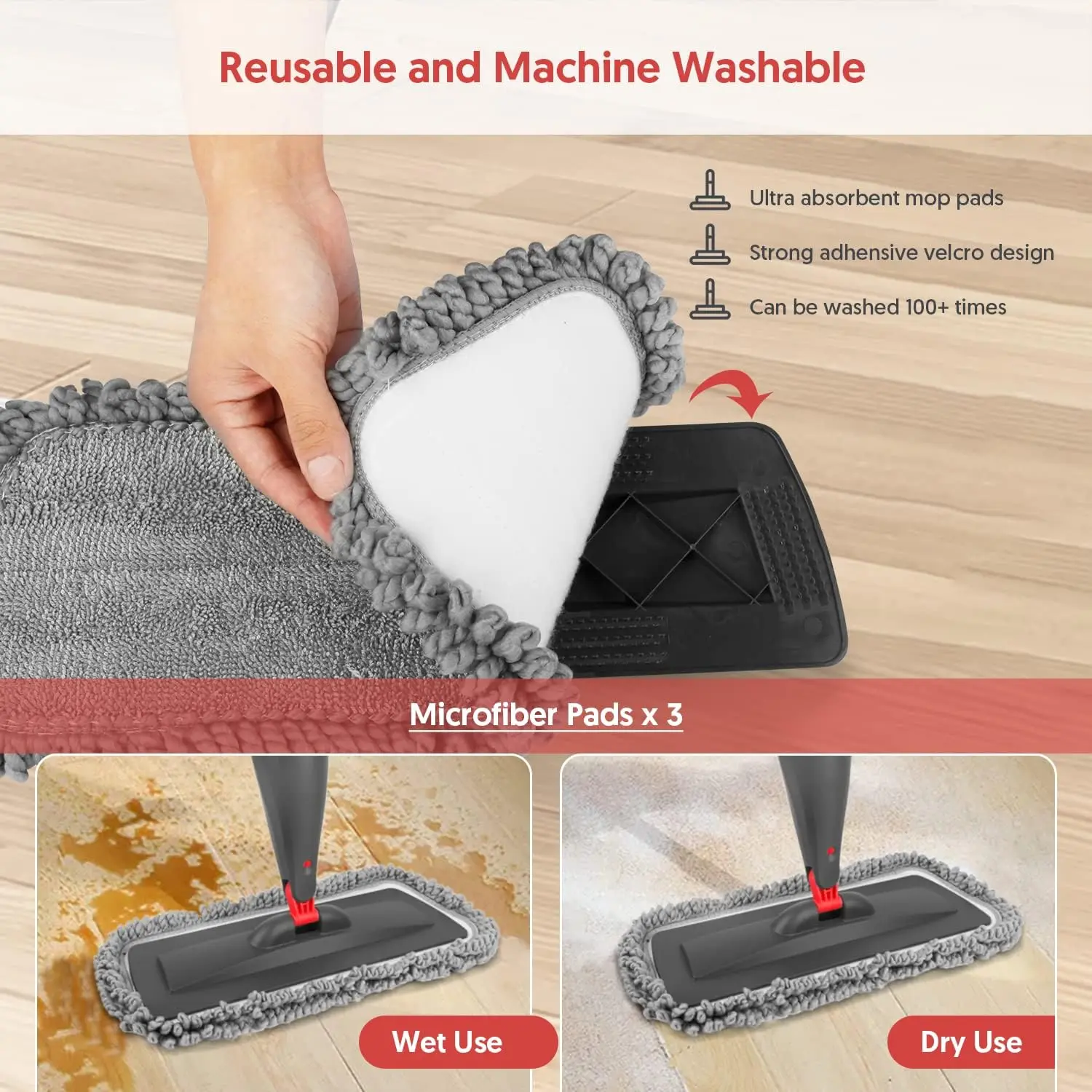 Hot Sale Microfiber Pads 360 Degree Spin Mop Floors Wet Dust Mops for Hardwood Floor Cleaning