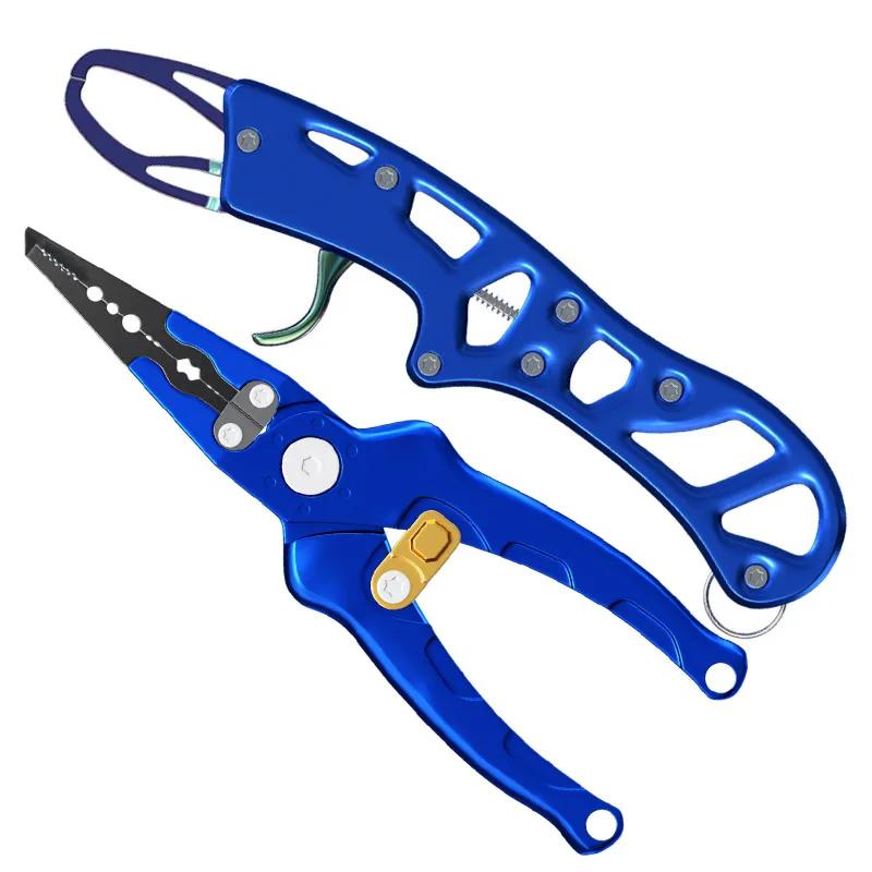 CWFA02 Fishing Pliers Aluminum Alloy Tools Line Cutter Multi functional Knot Scissors Hook Remover Fishing Grip