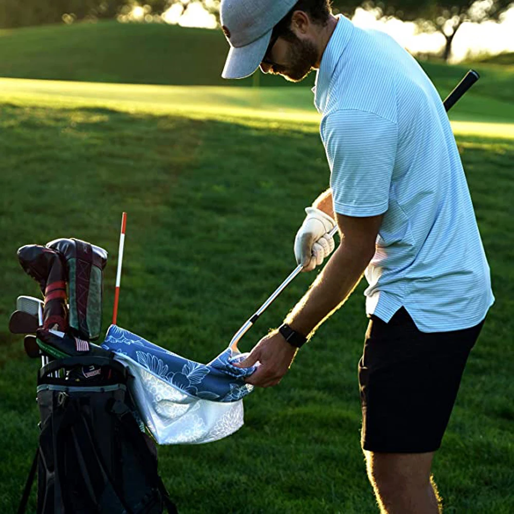 Wholesale custom absorbent quick dry microfiber sublimation waffle golf towel center cut printed