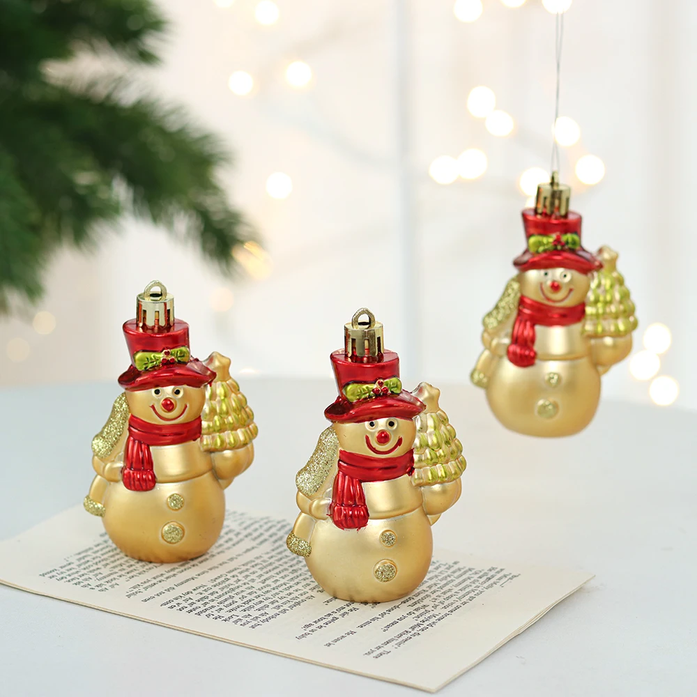 Hot Sale Classical Plastic Christmas Santa Sanowman Christmas Tree Ornaments Christmas Decoration