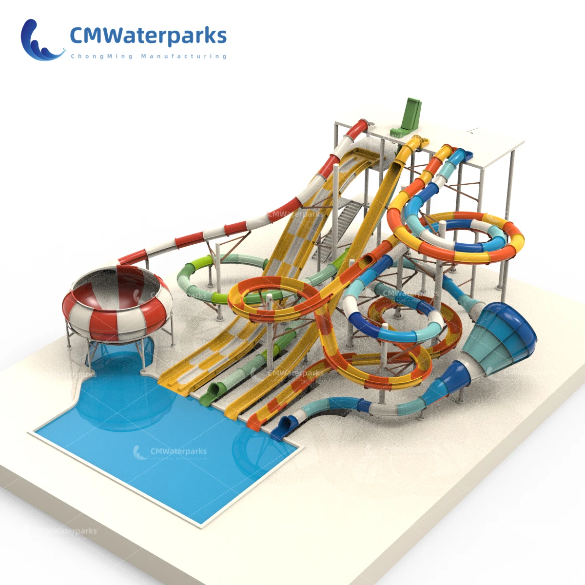 2024 New Combination Bodyslides Adults Water Swim Slides Water Park Fiberglass Swimming Pool Slides for Inground Pools