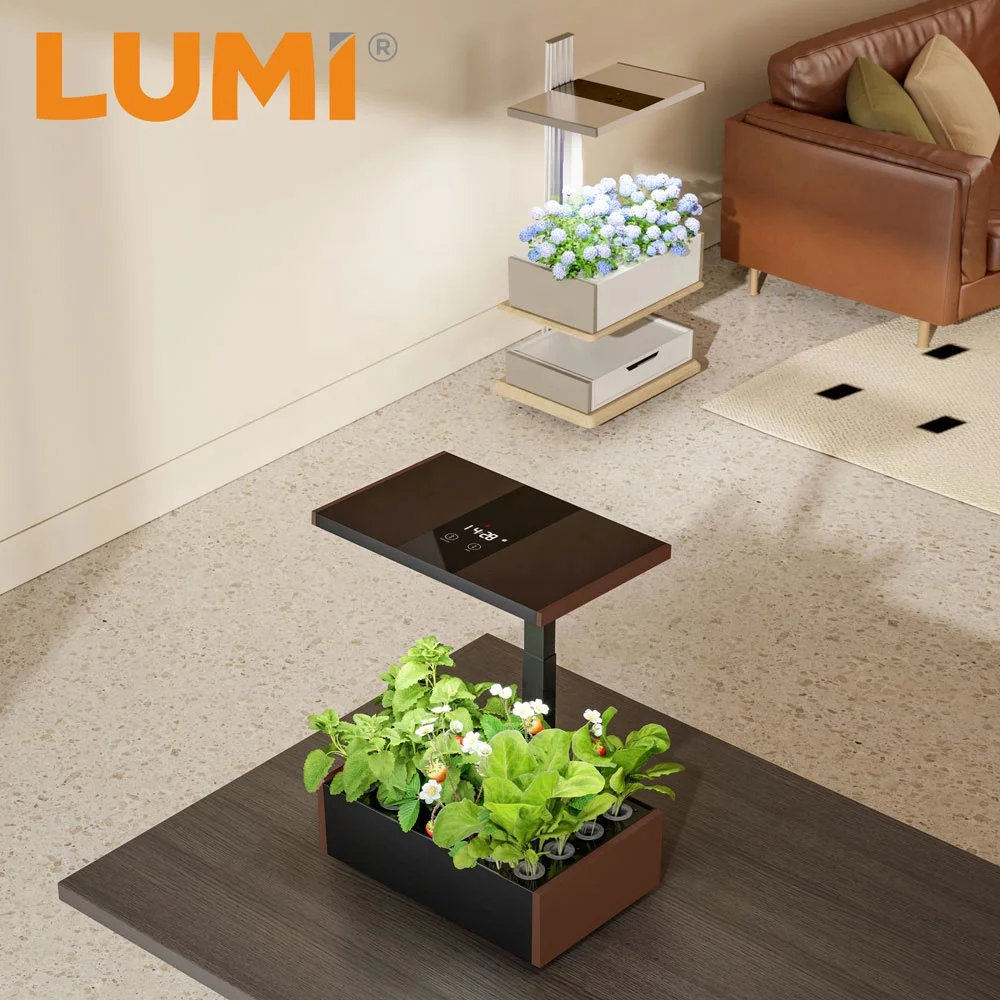 Hydroponics Indoor Growing System Kit Plant with LED Height Adjustable Grow Light Home Office Decoration Small Inside Garden