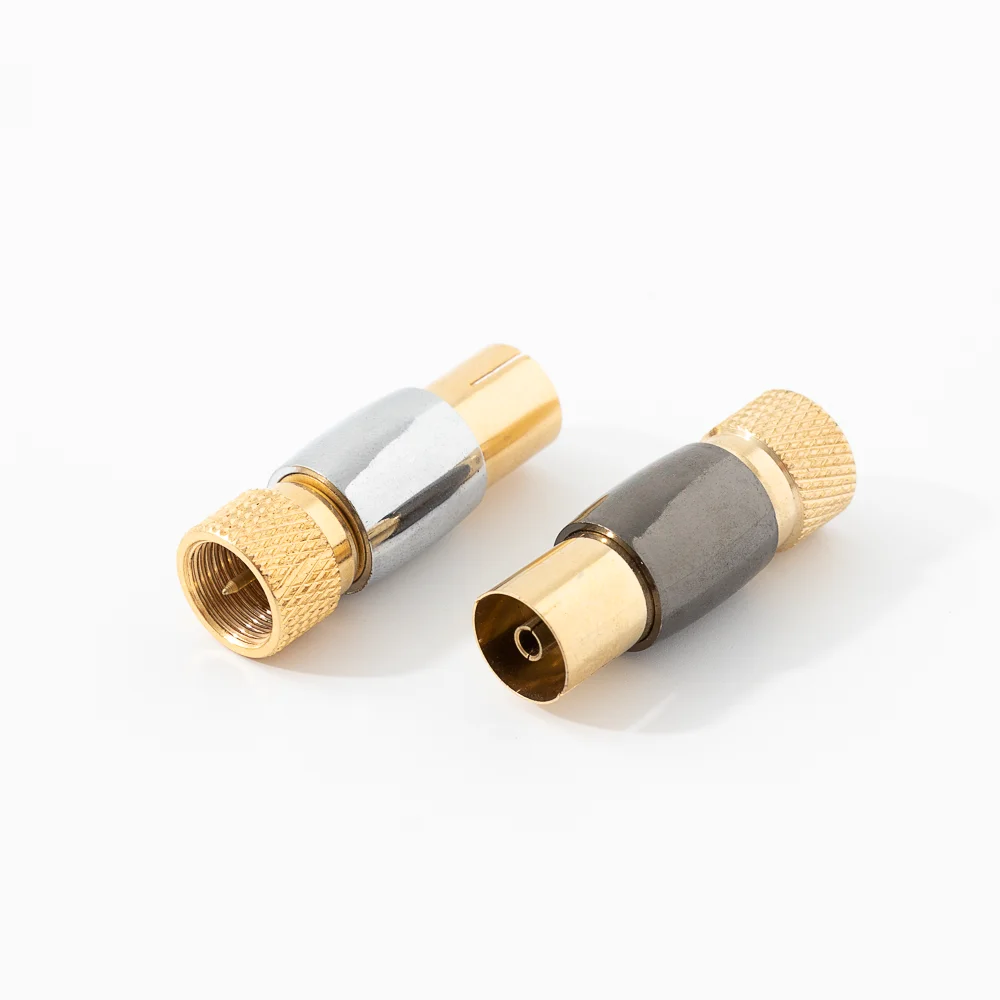 Coax Adapter Premium satellite Connector F/SAT male to PAL female adapter all brass with gold plated grey
