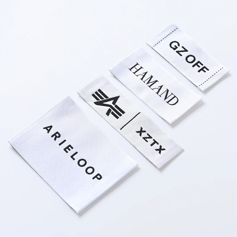 Hot Sale Custom End Fold Satin Woven Labels Logo Designs Jacquard Wash Care Labels and Hem Tags for Clothes