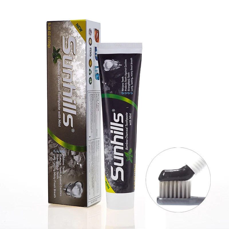 Natural Organic Activated Bamboo Charcoal Teeth Whitening Mint Flavoured Toothpaste Without Fluoride