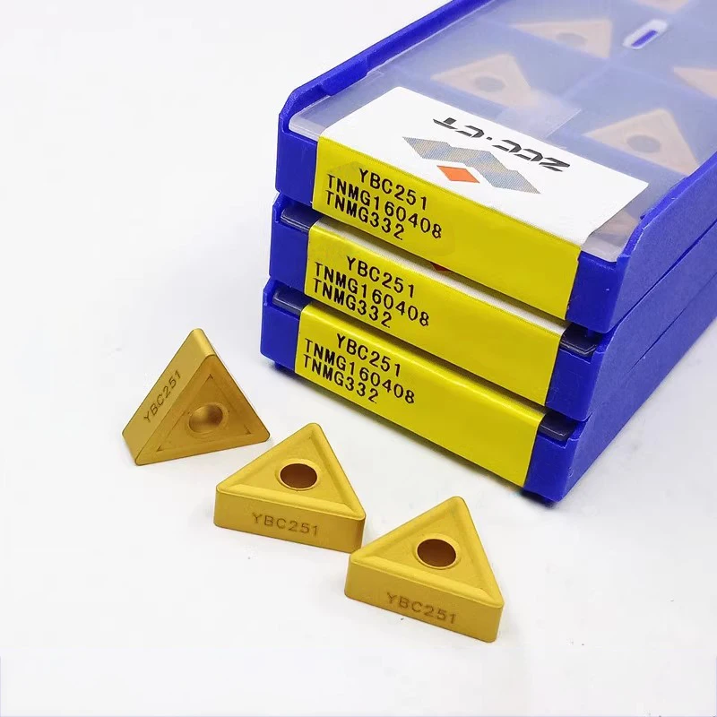 ZCC.CT triangle lathe turning blade tungsten carbide insert TNMG160408 YBC251 through groove yellow steel processing