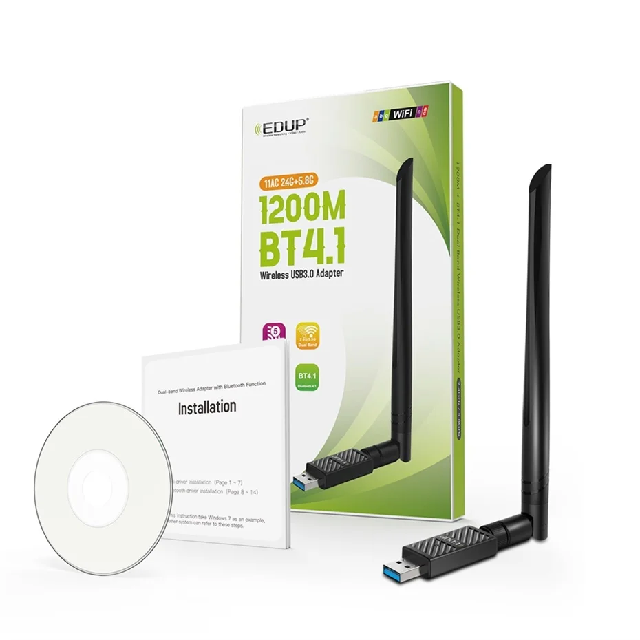  Для EDUP EP-AC1690 1200 Мбит/с USB WiFi адаптер Dual Band 2 4 г/с) Wi-Fi 5 ГГц BT 1 чипсет RTL8822BU 6dbi антенны сетевая