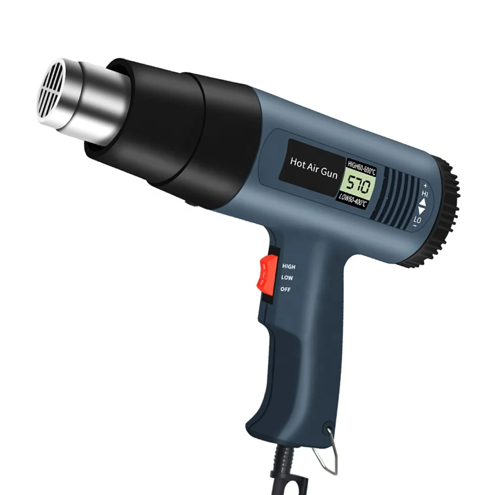 Supply 2000W digital display adjustable temperature 866C heat air gun auto film baking heat shrinkable gun industrial