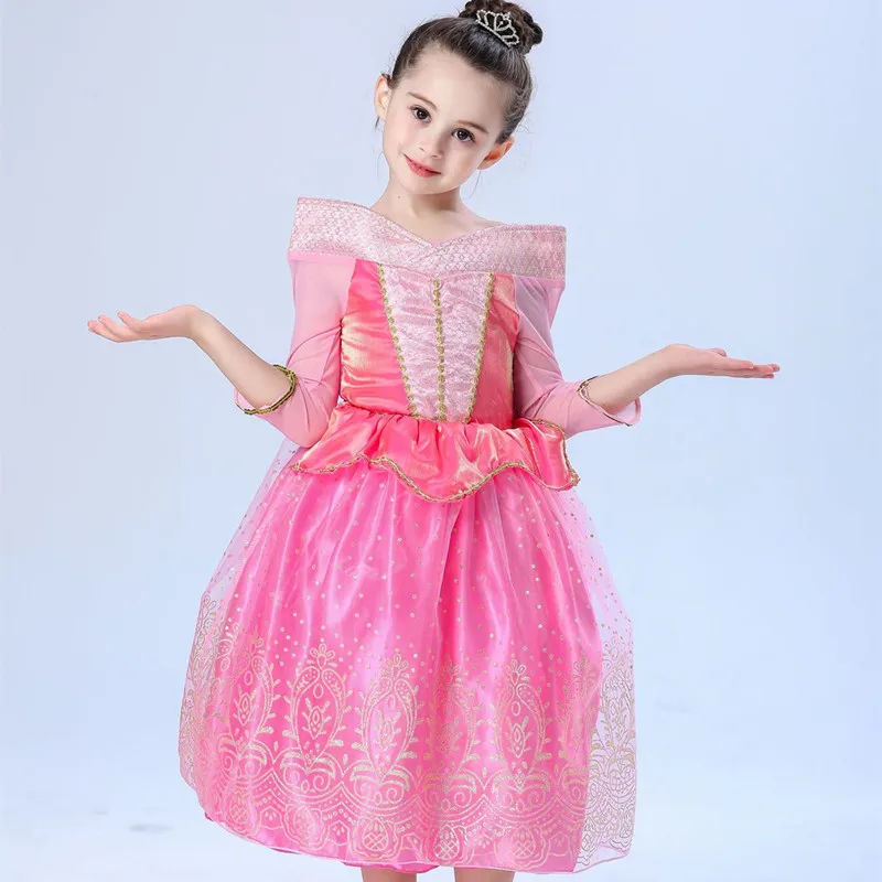 Princess Dress Up TV movie Costume Aurora Dress for Girls Halloween Cosplay Christmas Birthday Party Dress