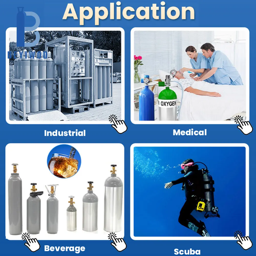 Green Color Small 8 Liters 150 Bar Seamless Steel Oxygen Cylinder for Hospital Home