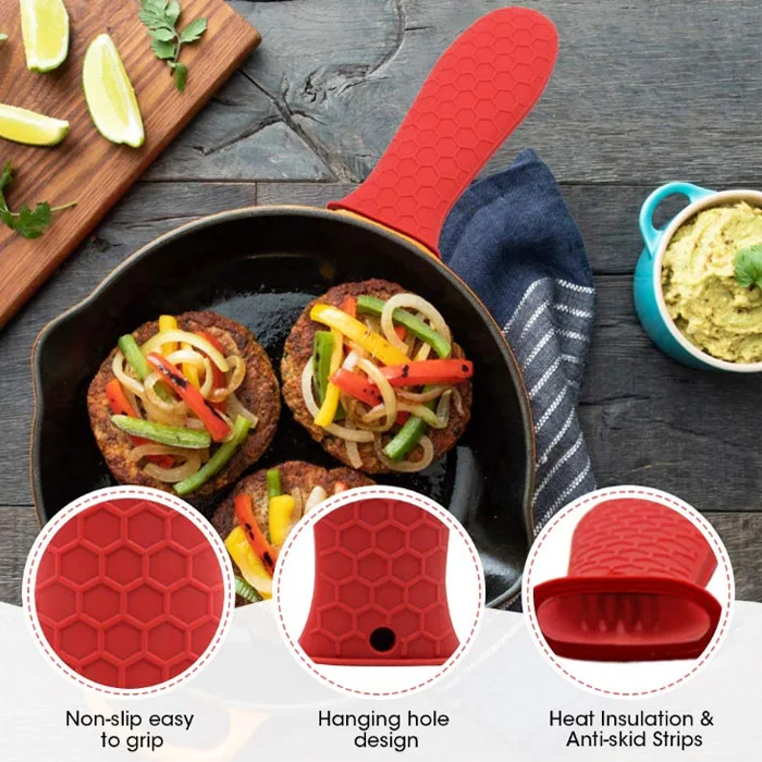 Non Slip heat resistant rubber cookware sleeve handle silicone pot hot pan handles cover holder for cast iron