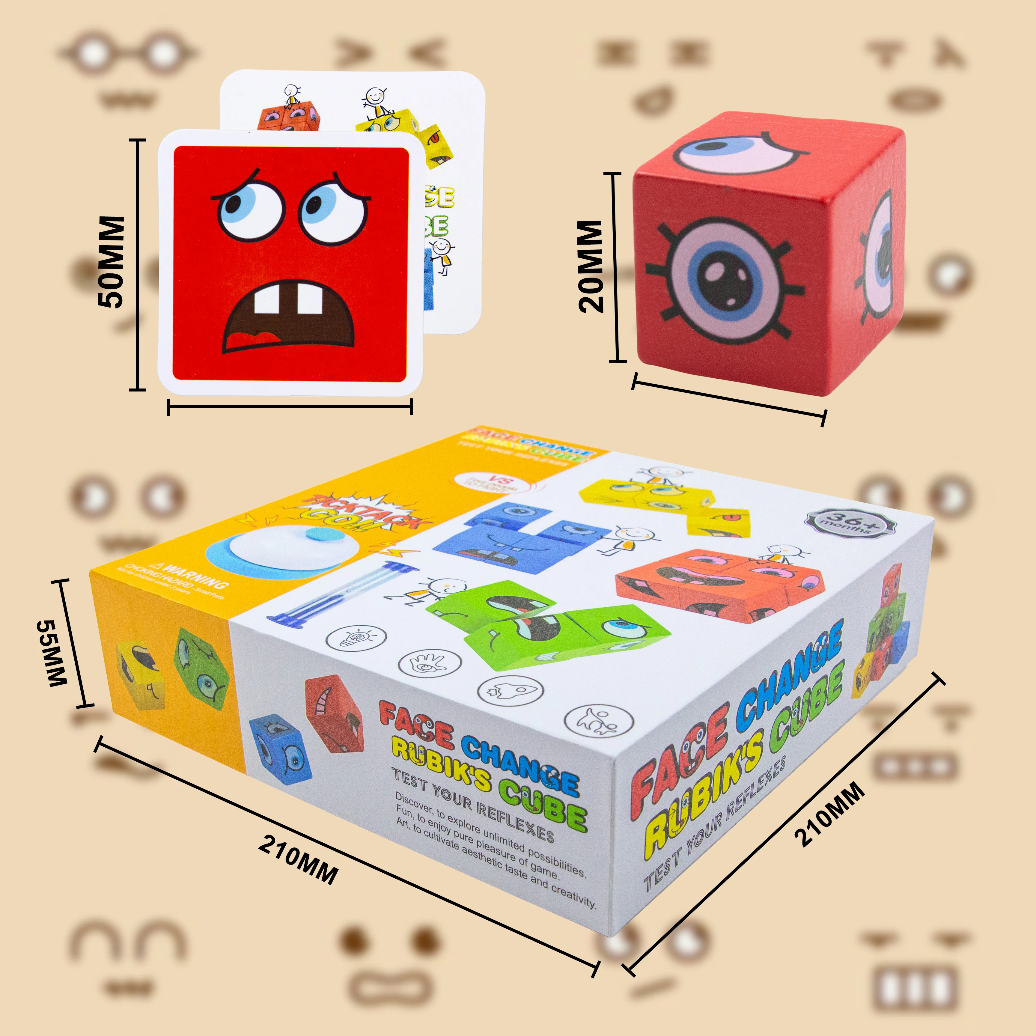 Cartoon Wooden Face Changing Cube Magic Building Blocks Game Montessori Toys 3D Puzzle Cube for Children