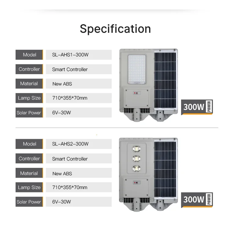 New ABS solar led street lamp 300W SMD COB Function Motion Sensor integrated solar street light led IP67  led solar street light