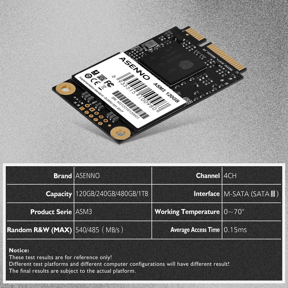 Внутренний жесткий диск ASENNO SSD micro SATA 60 ГБ 120 240 480 1T 2T TLC QLC используется для компьютера и ноутбука