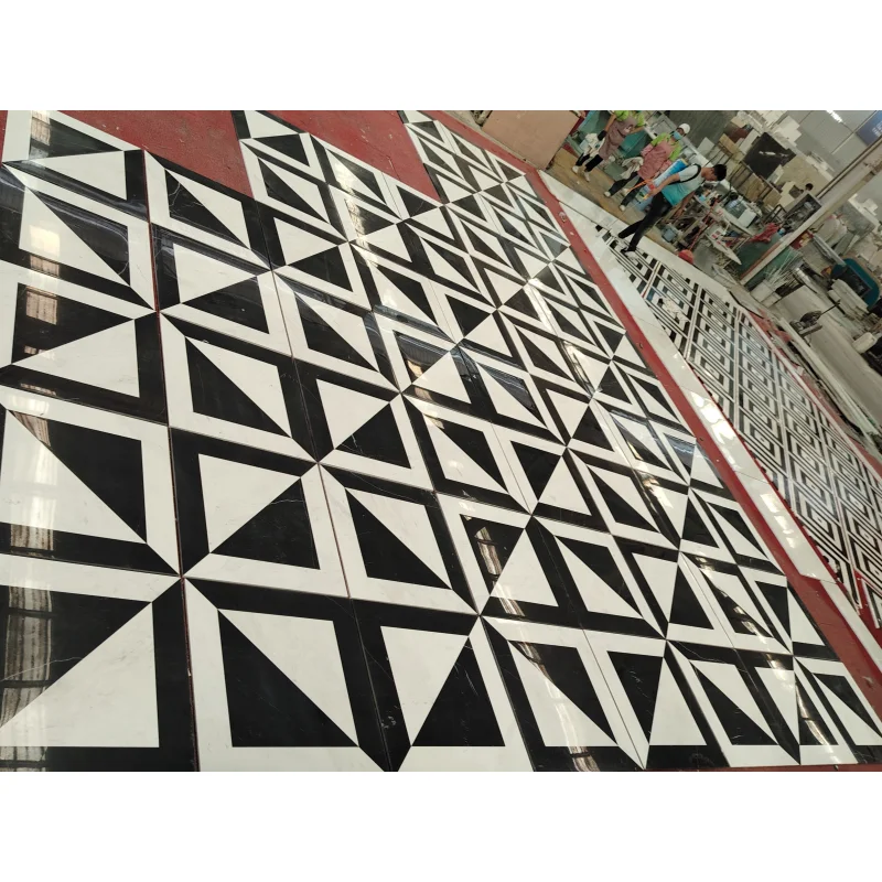SHIHUI Black And White Marble Mosaic Tile Natural Stone Backsplash Polished Bathroom Floor and Wall Tile Mosaics