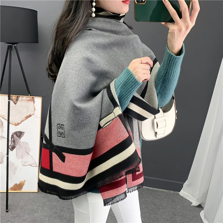 Classical Style Winter Branded Women Jacquard Scarf Cashmere Warm Thick Shawls Designers Stoles Ladies
