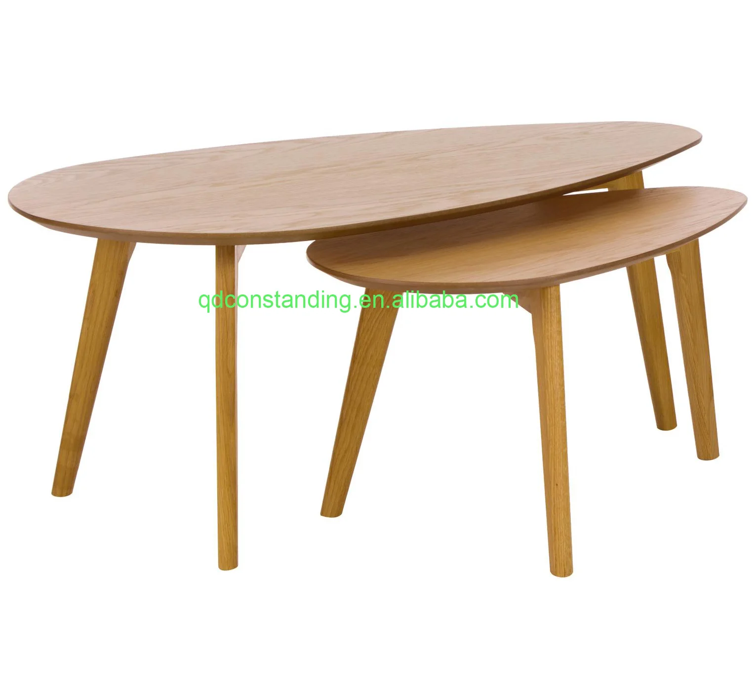 OEM ODM Factory Modern Luxury Nordish white natural color Wooden Irregular Shape Oval side Coffee Table Set