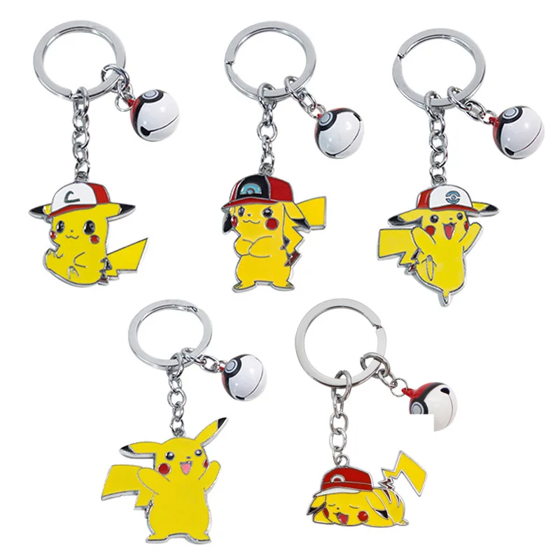 
Shtone High Quality Cute Souvenir Gift Poke-mon Keychain Soft Enamel Metal Cartoon Pikachu Keyring 
