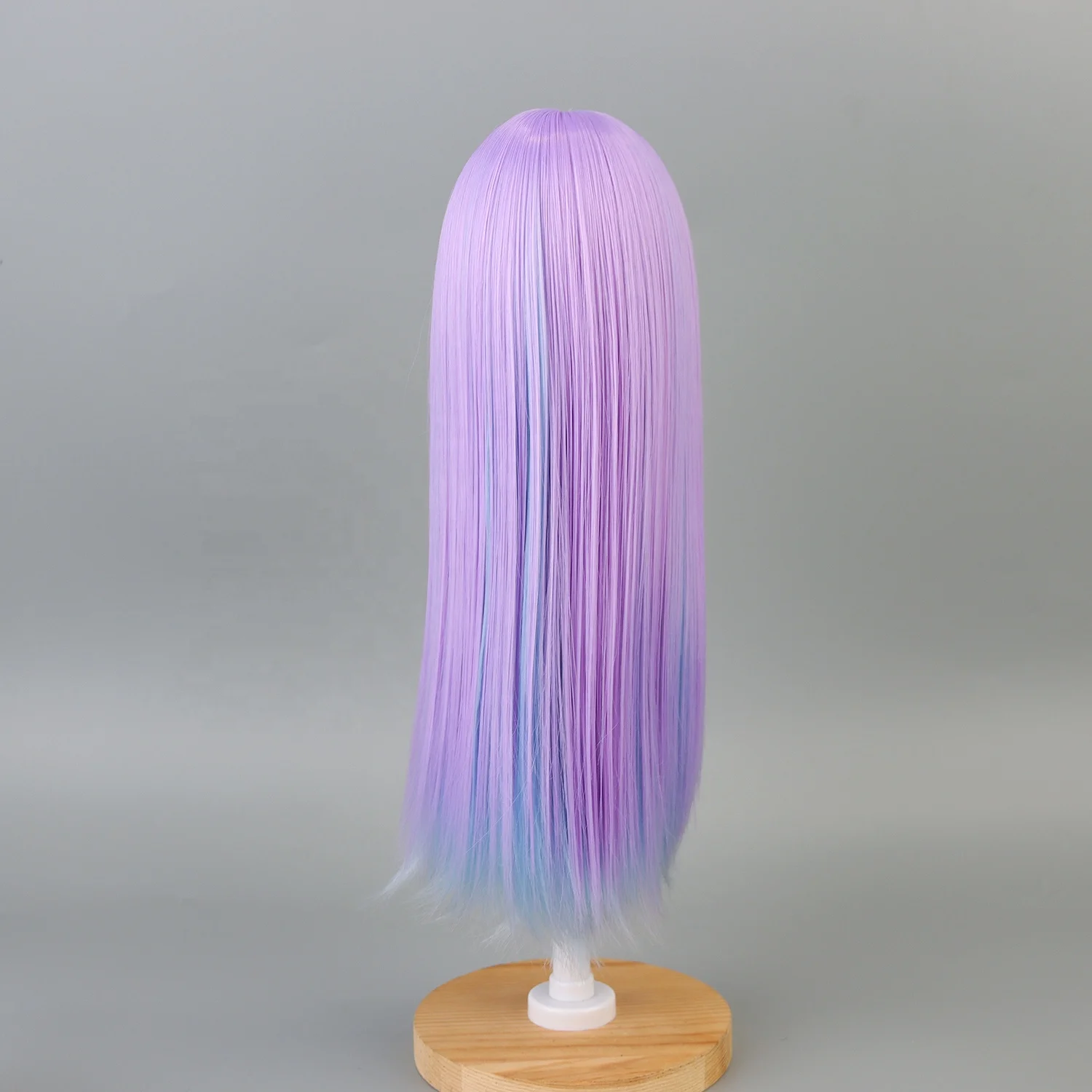 8-9' 22-23 cm Head1/3 BJD Doll Hair Long straight with Bangs Blue Purple Mix Soft Fiber Tress For Dollfie Dream Dolls Wigs