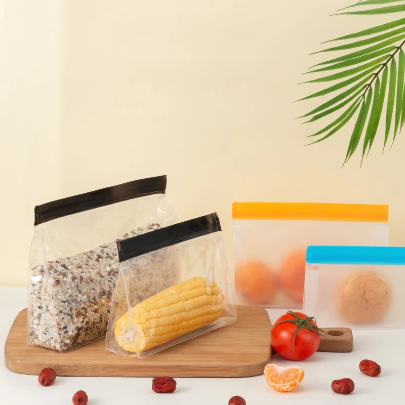 Household Customizable Keep fresh Sealed bag Upright UP PEVA plastic bag Reusable Freezing Food Zipper bag