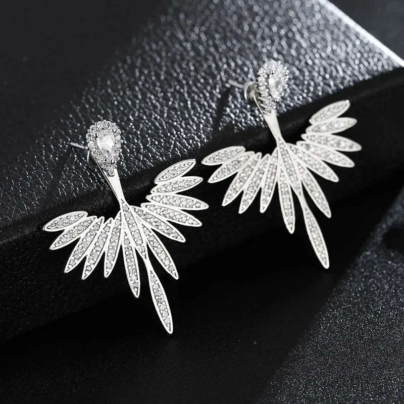 DAIHE SET-3901 Angel Wing Necklace Inlaid with Zircon Women Earrings Clavicle Necklace Jewelry Two-piece Set