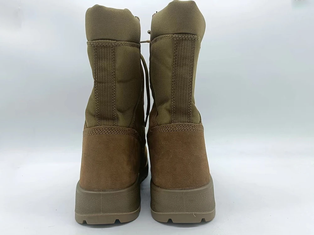 Customize Outdoor Waterproof Suede Cowhide High Cut Climbing Training Hiking Desert Boots Tactical Combat Boots Brown for Men