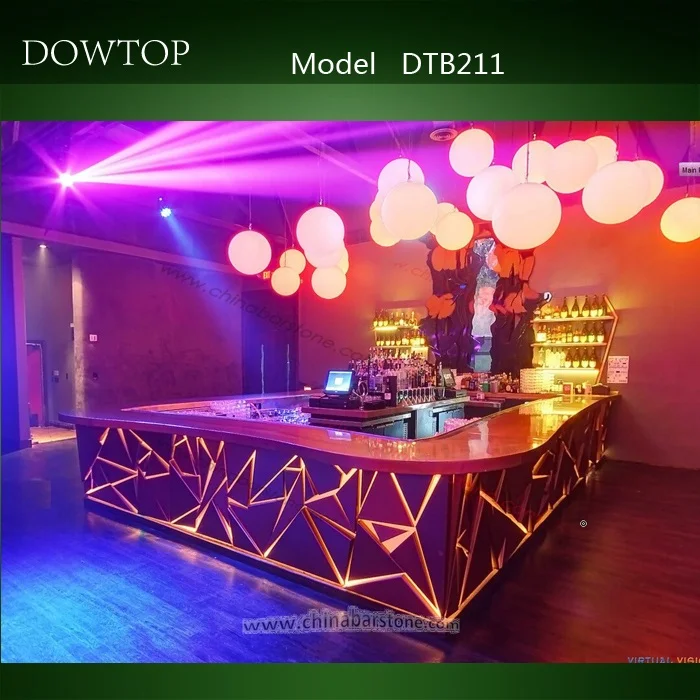 Modern Restaurant Wine bar Club Design Durable Golden Stainless Steel bar Service Counter