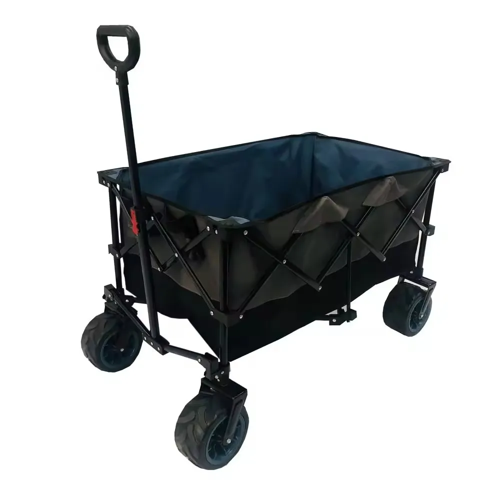 4 Wheel Folding Wagon Heavy Duty Trolley Cart Shopping Folding Utility Cart Wagon