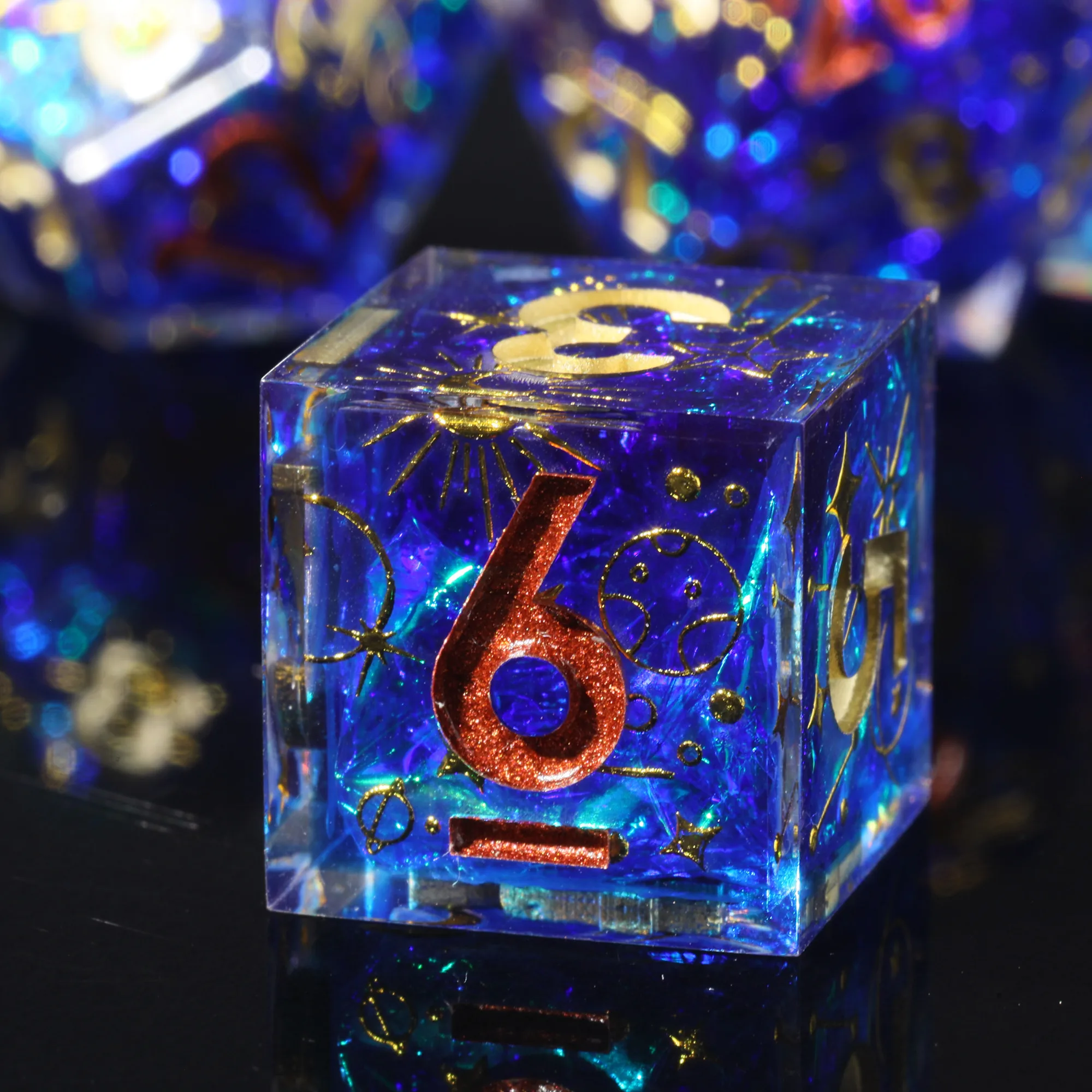MINI PLANET Dnd Dice Set Wholesale Custom Resin Dice with Sharp Edges For TRPG Handmade Layered stickers Polyhedral Dice Set DND