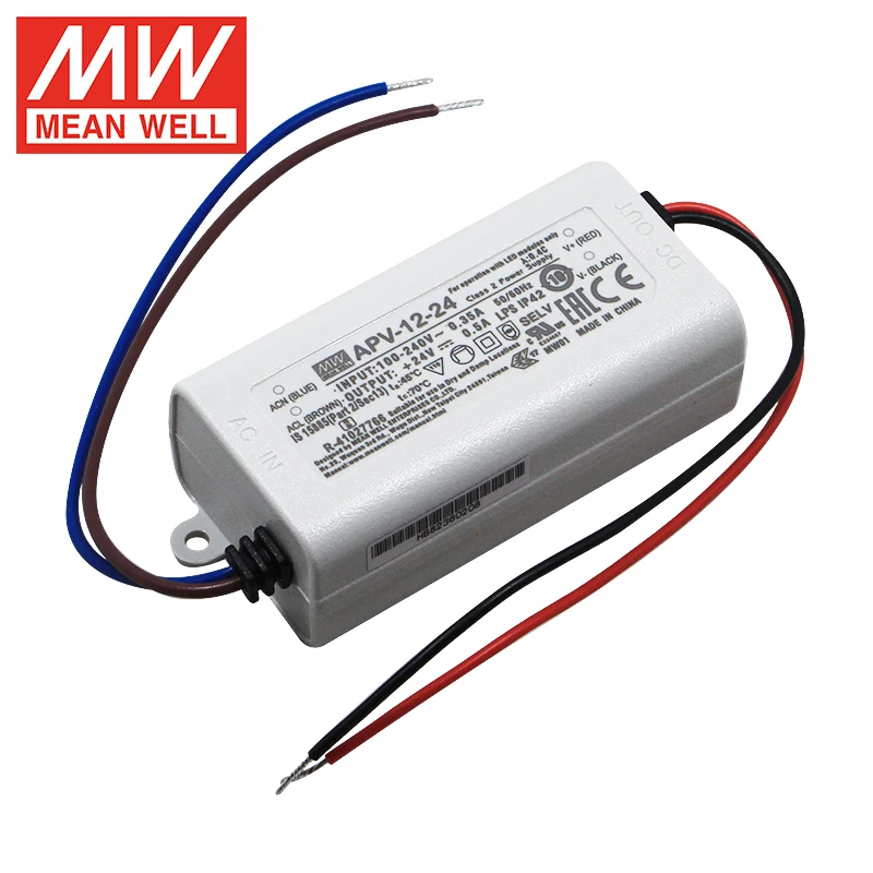 Meanwell APV 12 24 24 В 12 Вт 500 мА светодиодные фонари и источник питания