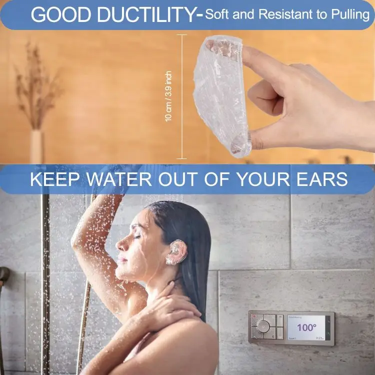 Custom 100~200pcs Waterproof Thickening Elastic Clear Bathing Cap Salon Hotel Travel Disposable Plastic Pe Shower Cap For Unisex