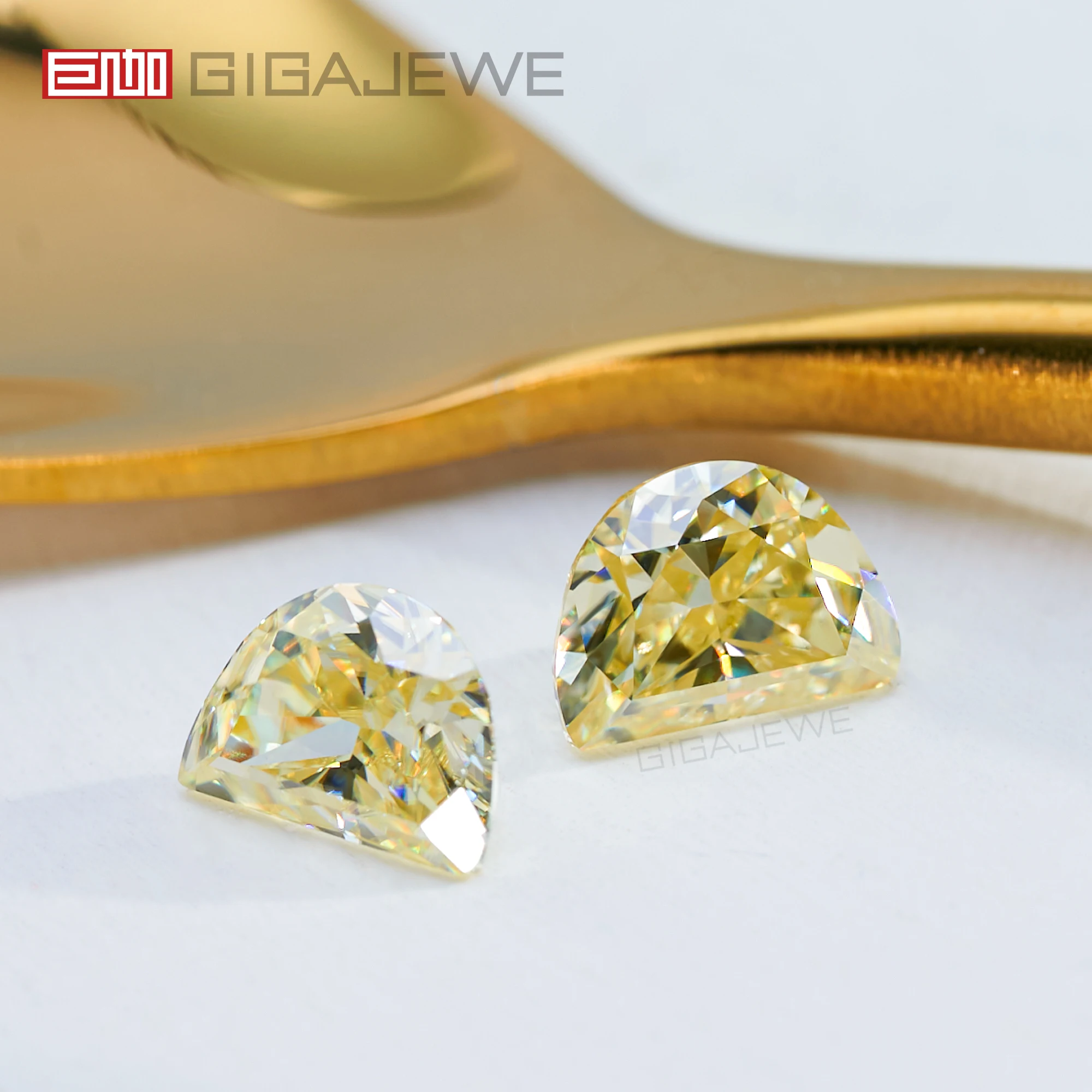 GIGAJEWE blue green yellow  Color Half moon cut VVS1 Special cut Moissanite Lab grown Gemstone  For Jewelry Making