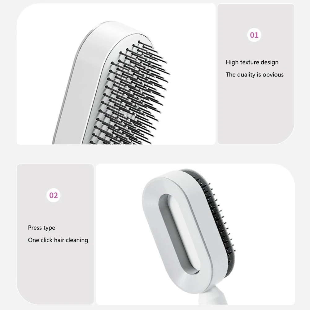Personalized 3d New One Key Clean Design Massage Comb Air Cushion Easy Clean Hairdressing Self Cleaning Hair Brushes For Women