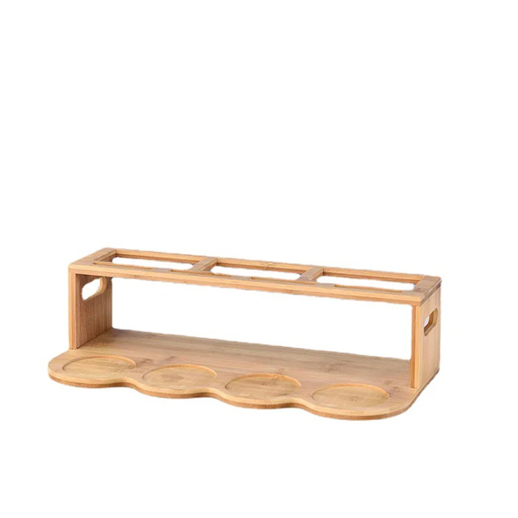 online hot sale Counter-top Bottle Display Holder Multi-functional bamboo and wood spice rack, two-tier kitchen shelf