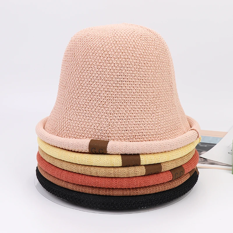 Wholesale adult fashion outdoor bucket hat curled brim with G logo breathable and comfortable foldable female hat