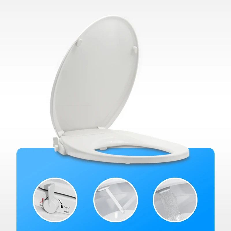 American Standard Non-Electric Bidet Toilet Seat Lid Elongated White Dual Nozzle Bidet Toilet Seat Cover