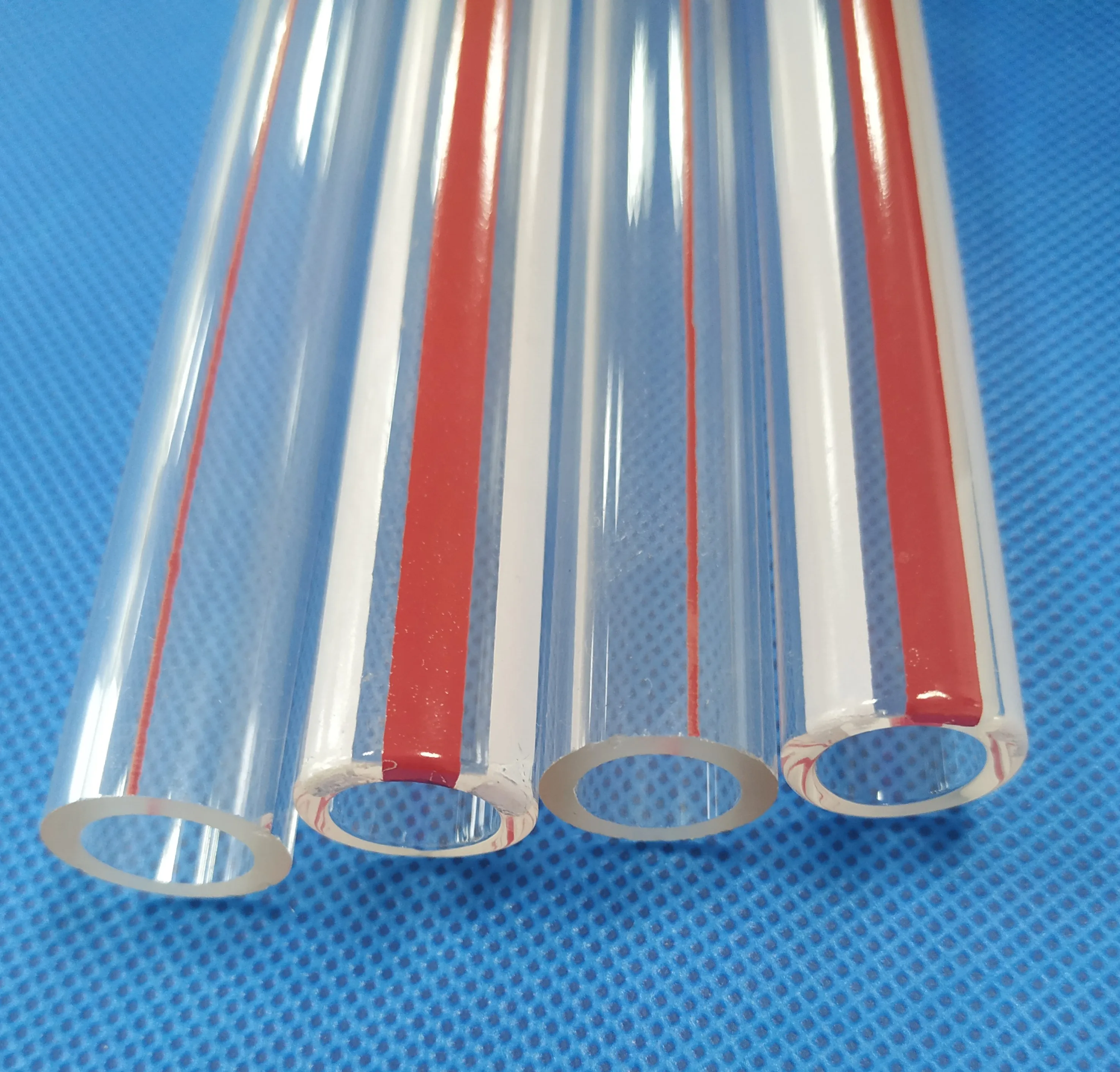 High quality Customized Borosilicate Tempered Red line Clear Glass Tube