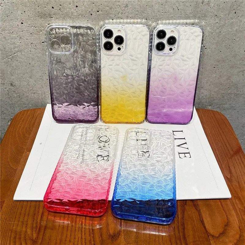 Factory Custom Fashion Diamond Gradient Cell Phone Case Airbag Bumper Armor Protect for iPhone Back Cover