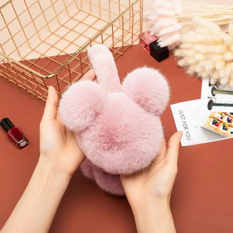 OEM Winter cartoon adult Mickey rides warm plush thick ears warm ear cover purple plush earmuff